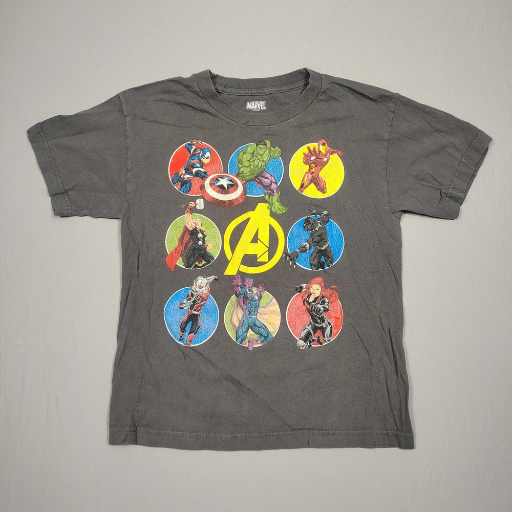 Marvel Avengers T-Shirt Kids Size Medium Graphic Tee Charcoal Gray 0907